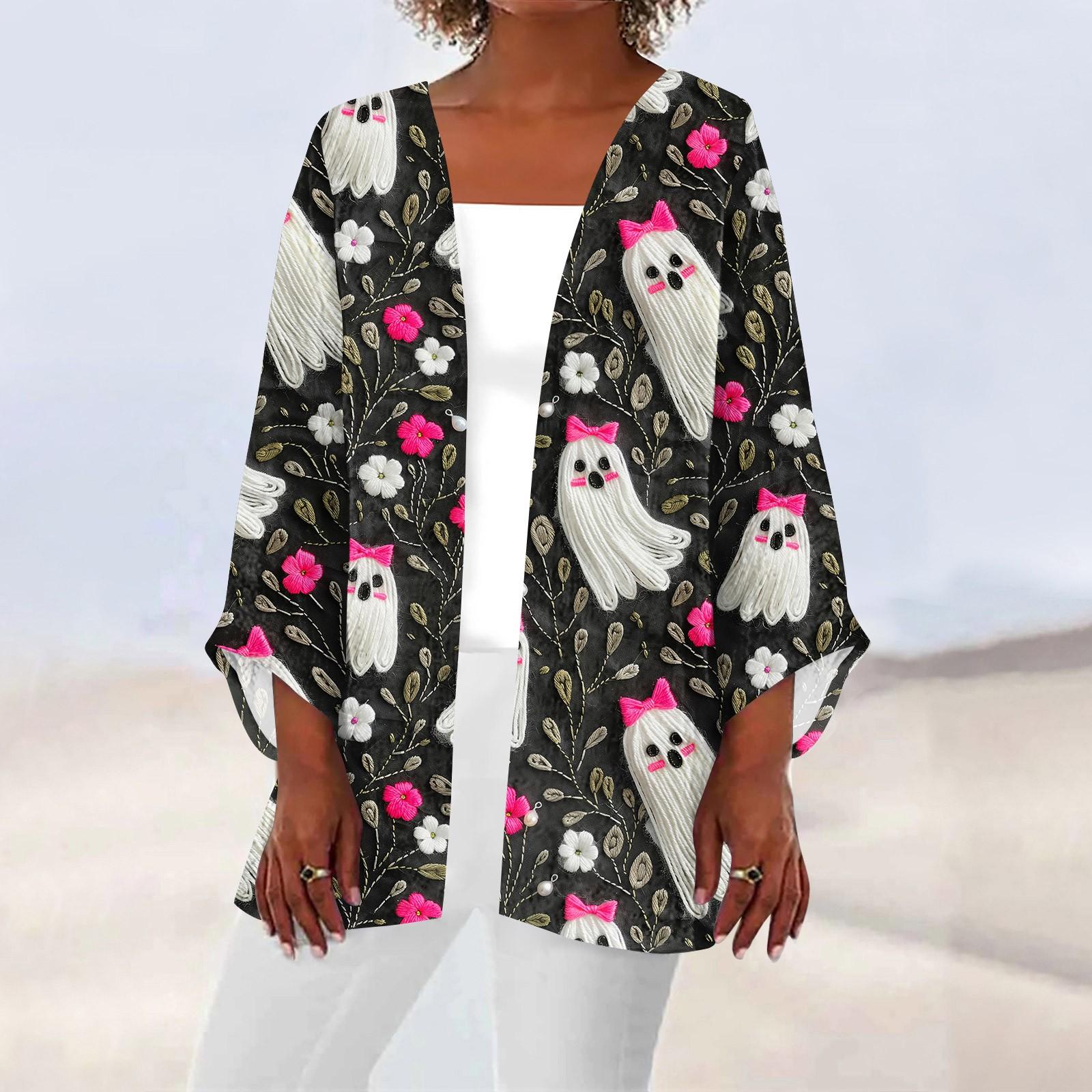 

Женская повседневная и модная легкая куртка средней длины с принтом на Хэллоуин XXXXL