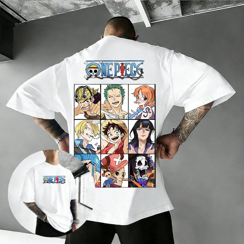 2026 Summer Y2k One Piece Anime T Shirt Men Women Luffy Zoro Nami Print Cotton Short Sleeve Tee Streetwear Casual Graphic Tops