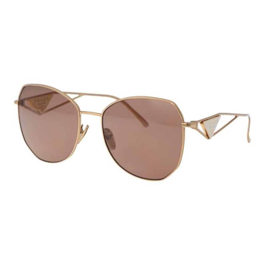 

Prada Full Frame Triangle Decorated Irregular Sunglasses Women sunglasses Gold PR57YS5AK10D Basic Packaging-Eyeglass Case+Box