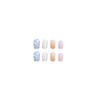 24pcs Press On Nails Multi-color Line Articles Nail Art Tablets Frosted Texture Wearable Nails Square Flat Head False Nails