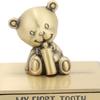 Tooth Box Metal Cute BearShape Storage Case with 2 Drawers for Children Growth Memorial Gift Jewelry Collection(Green Patina )
