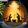 2D Flat Aluminium Nativity Scene Christmas Sign - Charming Holy Night Figurine Ornaments - Ideal for Front Door, Wall, Porch, Window Decor - Ideal