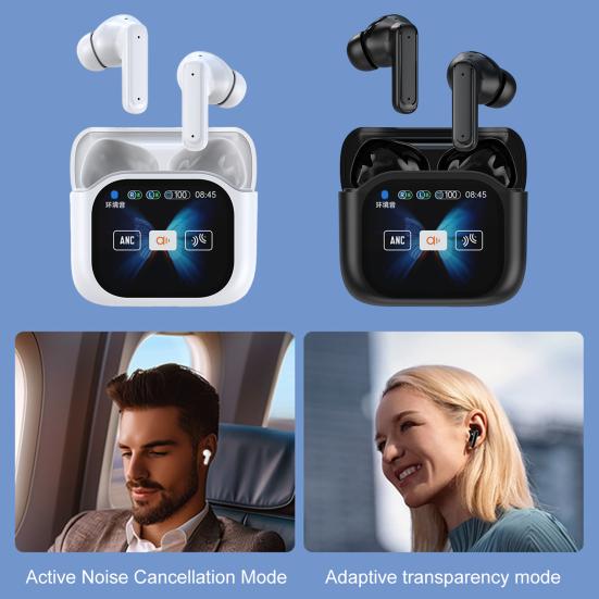 1 Pair Wireless Earphone with Smart Touch Screen Case Noise Canceling HiFi Sound Bluetooth-compatible 5.4