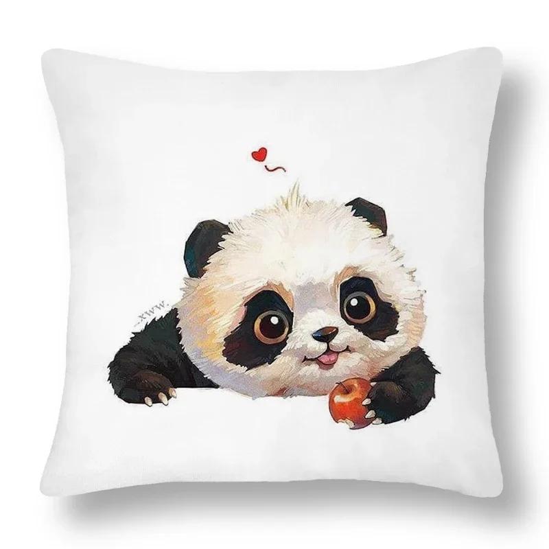 Cartoon Animal Panda Lion Pattern Cushion Cover Pillowcase Home Bedroom Living Room Sofa Car Decorative