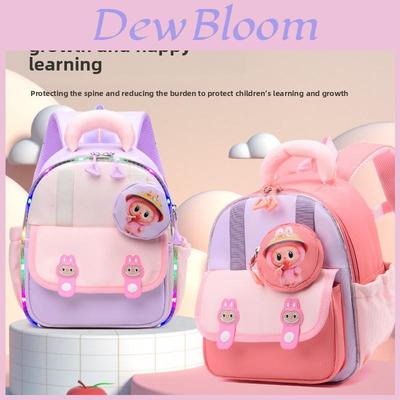 Cartoon Labubu Kids School Backpack With Led Lights For Preschool Boys And Girls