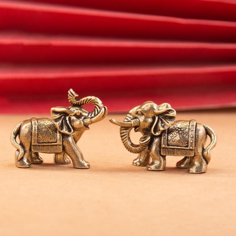 Brasses Elephant Ornaments Symbolizing Wealth Wisdoms and Good Fortunes for Gift Giving or Home Office Decoration