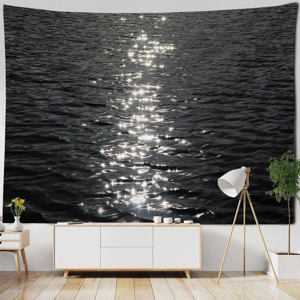 Sparkling Sea Tapestry Landscape Wall Hanging Cloth Bedroom Wall Decoration Room Decoration Outdoor Picnic Mat Beach Sheets