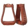 Western Stirrups Saddle Tack Handmade Black Leather Covered Pair .