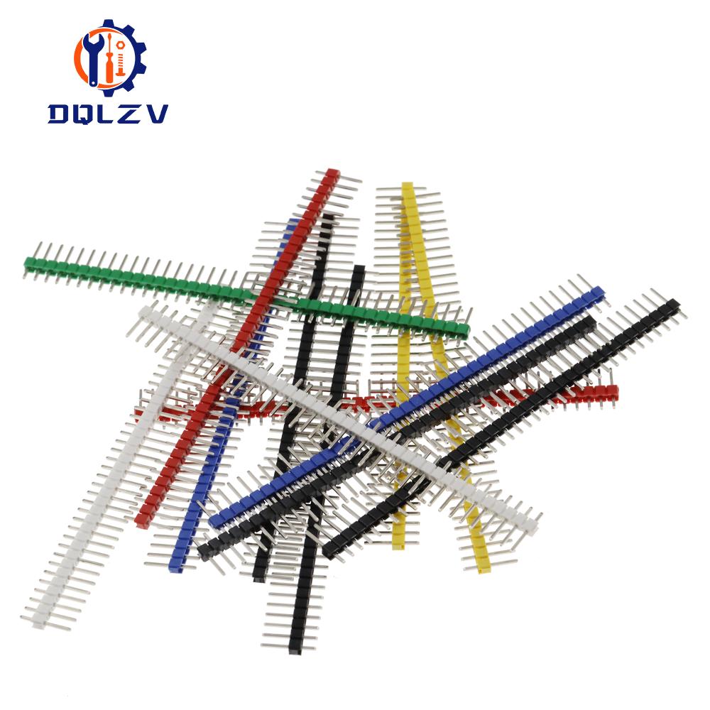 10PCS 40 Pin 1x40 Single Row Male 2.54 Breakable Pin Header Connector Strip For Arduino White/Black/Red/Blue/Green/Yellow