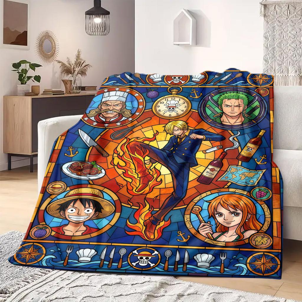 OnePiece Anime Print Blanket Warm  Comfortable Flannel Blanket Suitable for Bedrooms, Sofas, Beds, Chairs, Picnics, Travel