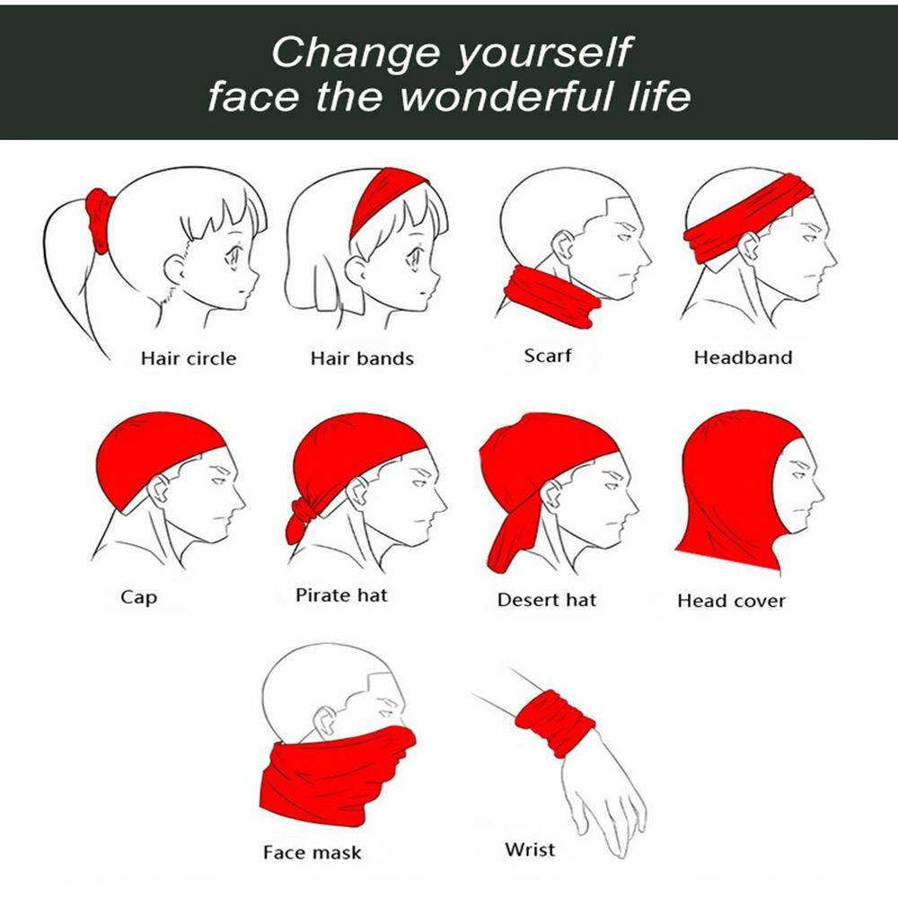Pañuelo Bandana Multiestilo Protección UV Bufanda Mágica para Cuello Cinta para la Cabeza Cortavientos Estampado Bufandas para Ciclismo Gorro para Esquí Pesca