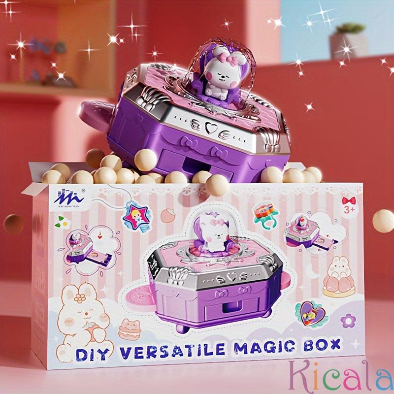77pcs Set Children's Handmade DIY Multifunctional Magic Box Ring Jewelry Antique Card Sticker Machine Set Relieving Puzzle Toy