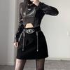 Jedinečná černá kovová přezka Saturnový pásek Pro doplňky k outfitům ve vintage stylu