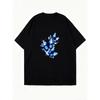 Oversized T Shirt Dress Black Blue Butterfly Print Casual Wear For Women Summer Outfit Fashion Statement Piece