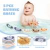 Chinloca Baby Badespielzeug für 1-3 Jährige, Kinder Kleinkind Schimmelfrei Wasserspiel Pool Spielzeug, Bade Wasserspielzeug mit Badebooten/Stapelbechern/Spritzern