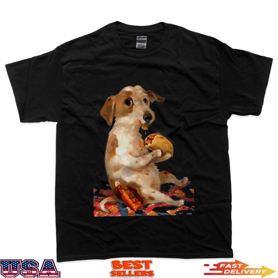 

Funny Dog Eating Taco With Hot Sauce T-Shirt S