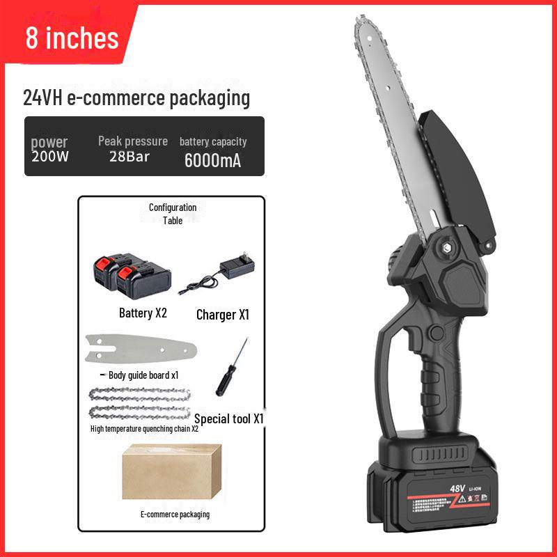 High-Power Rechargeable Handheld Electric Chainsaw for Tree Pruning and Logging