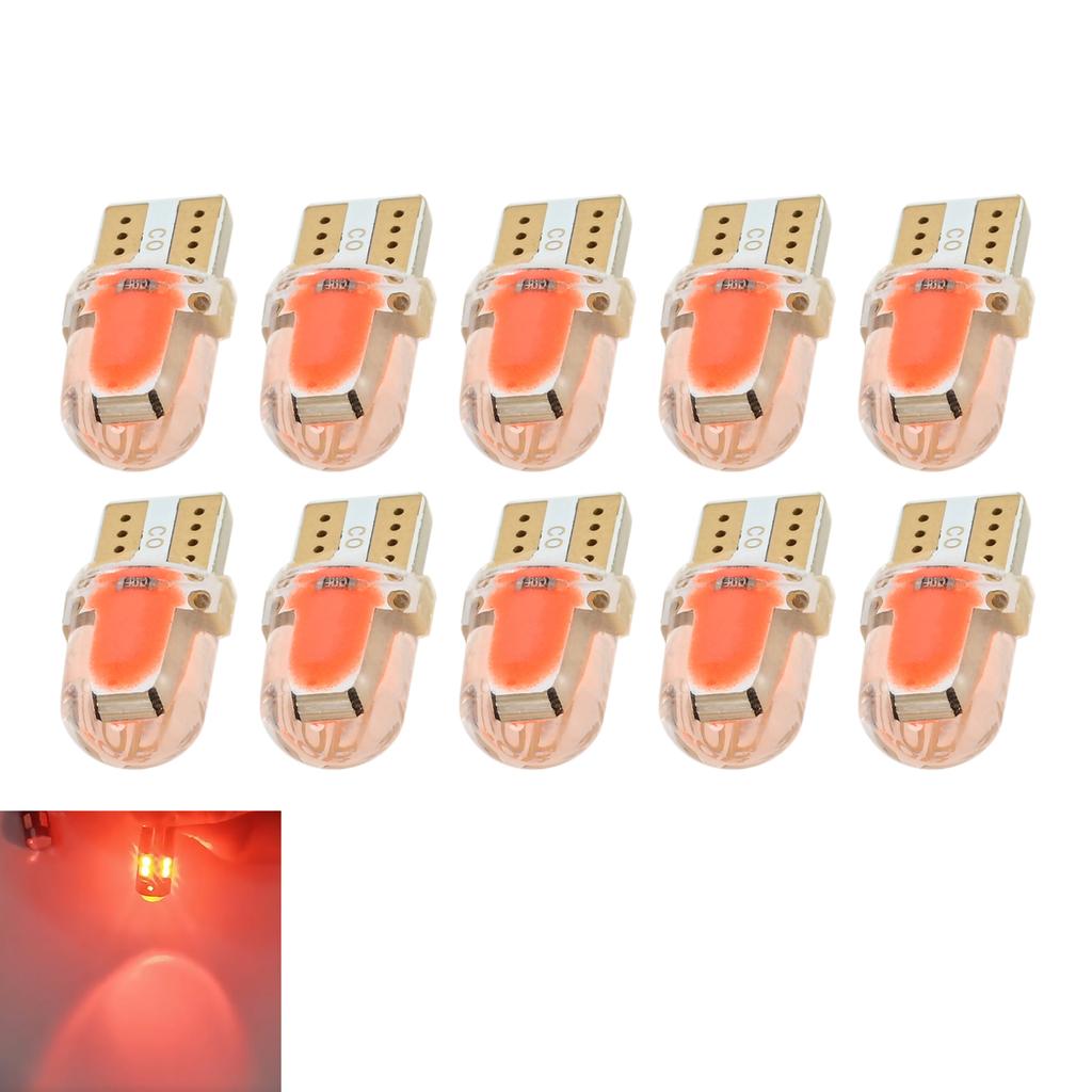 10Pcs 4-Core T10 COB Crystal Silicone Short W5W Diffuse High Brightness Wide Light,Interior Position Light License Plate Light