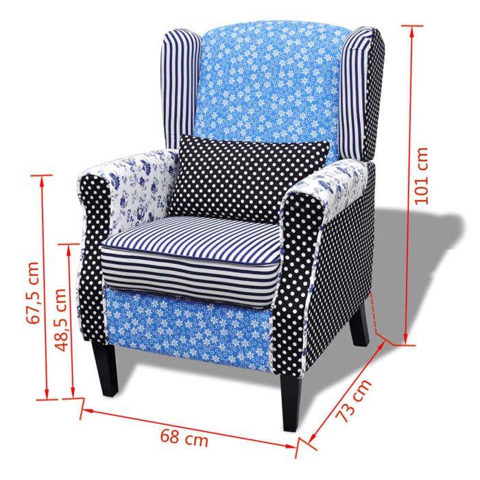 VidaXL Design Patchwork Fabric Armchair Sofa Living Room Office Lounge 240882