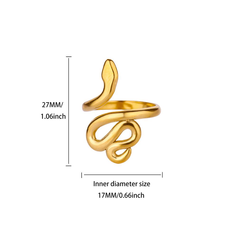 Vintage Snake Rings For Women  Color Stainless Steel Snake Ring Aesthetic Party Animal Waterproof Jewelry Gift