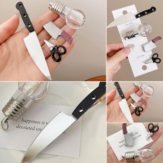 Girl Hair Pin Funny Imitation Scissor Knife Design Side Bang Hair Clip Stable Grip No Damage Small Hairpin Hair Accessory