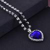Luxury Blue Zircon Heart Pendant Necklace Women Romantic Exquisite Cz Diamond Necklaces For Women Wedding Jewelry Gifts