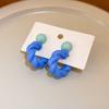 Dripping oil blue flower earrings high sense temperament versatile new stud earrings fashion Internet celebrity niche earrings women