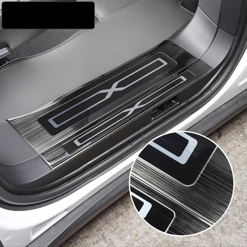 Carbon Fiber Car Welcome Pedal For Tesla Model X 2017-2025 Auto Threshold Cover Stickers Door Shell Patch Protective Accessories