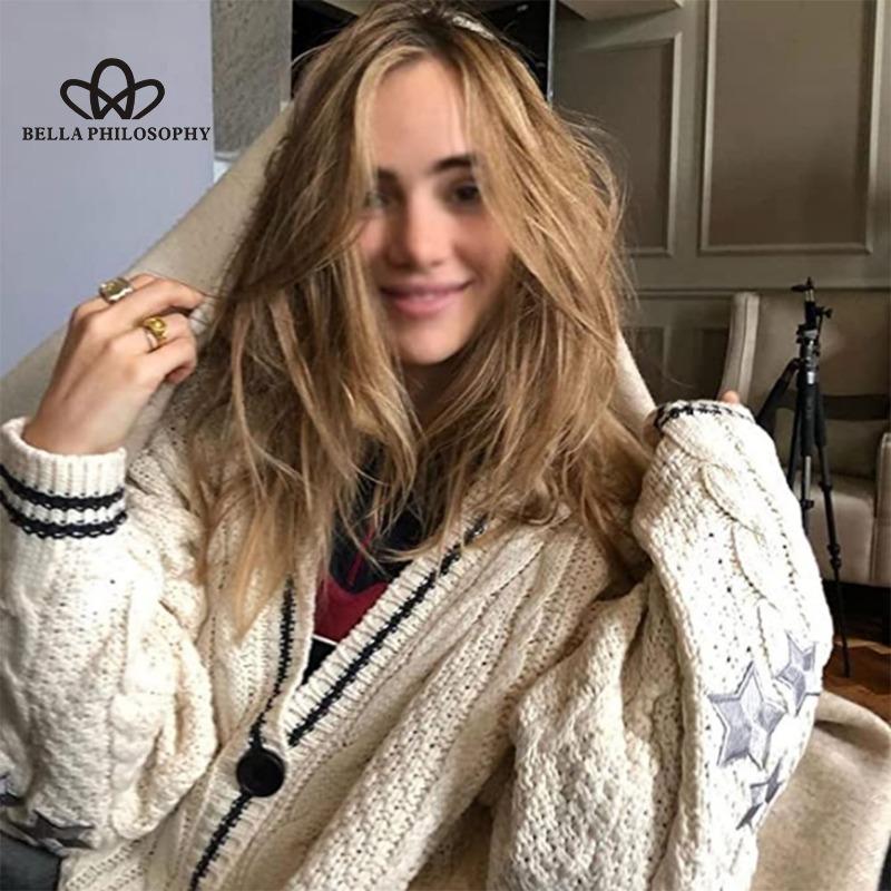 Otoño Invierno sólido de manga larga Cardigan Commuter tejido blanco roto suéter de una sola botonadura abrigo mujer ropa de moda