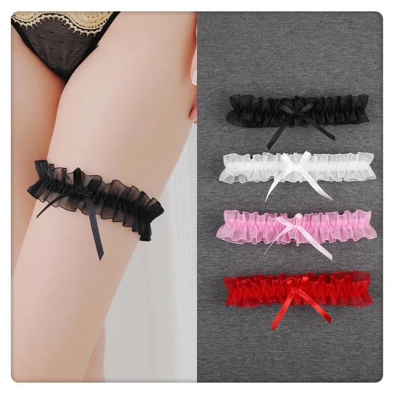Kadın Yay Bacak Halkası Seksi İç Çamaşırı Dantel Jartiyer Kemeri Fiyonk Bacak Döngüsü Düğün Jartiyerleri Gelin Cosplay Moda Çorap Uyluk Halkası