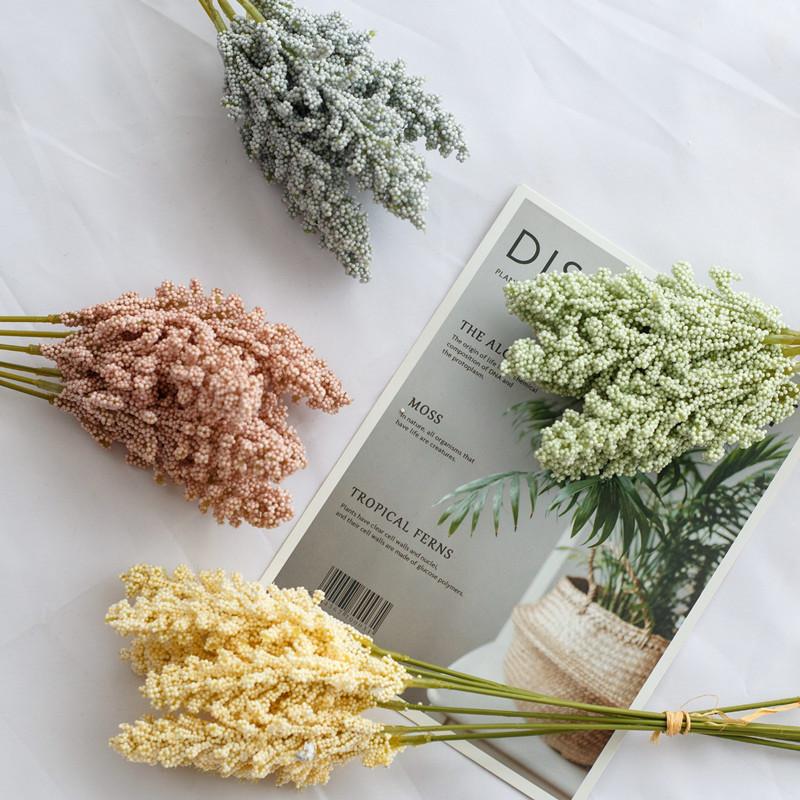 6 Pieces/Bundle Pe Wheat Ear Flower For Wedding Decoration Flower Arrangement Fake Plants Vases For Home Decor Diy Gift Bouquet