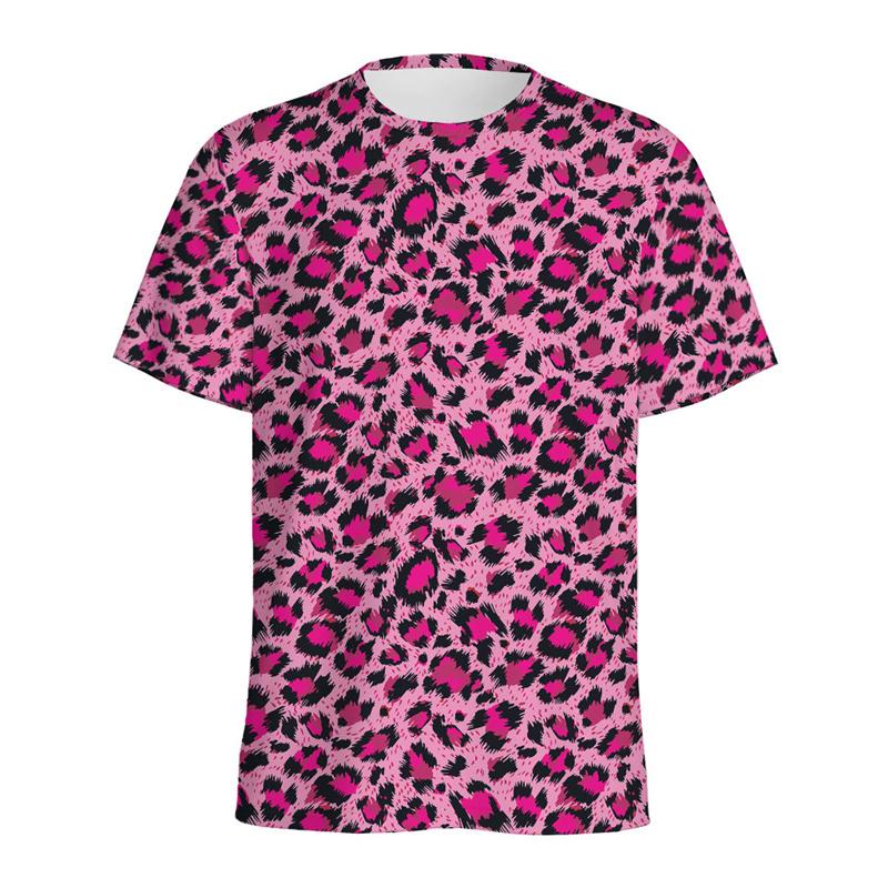 Multi Color 3D Printed Zebra Leopard Print T-shirt for Men, Summer Round Neck Short Sleeved T-shirt, Street Loose T-shirt
