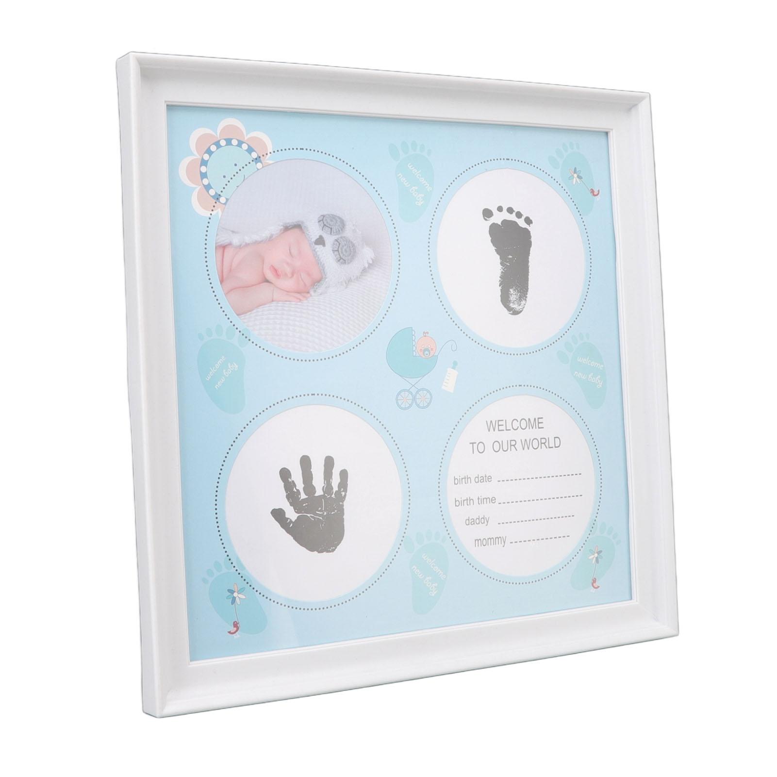 

Baby Handprint Footprint Kit for Newborn Boys Girls Wear Resistant Plastic Density Board Baby Print Frame Kit for синий