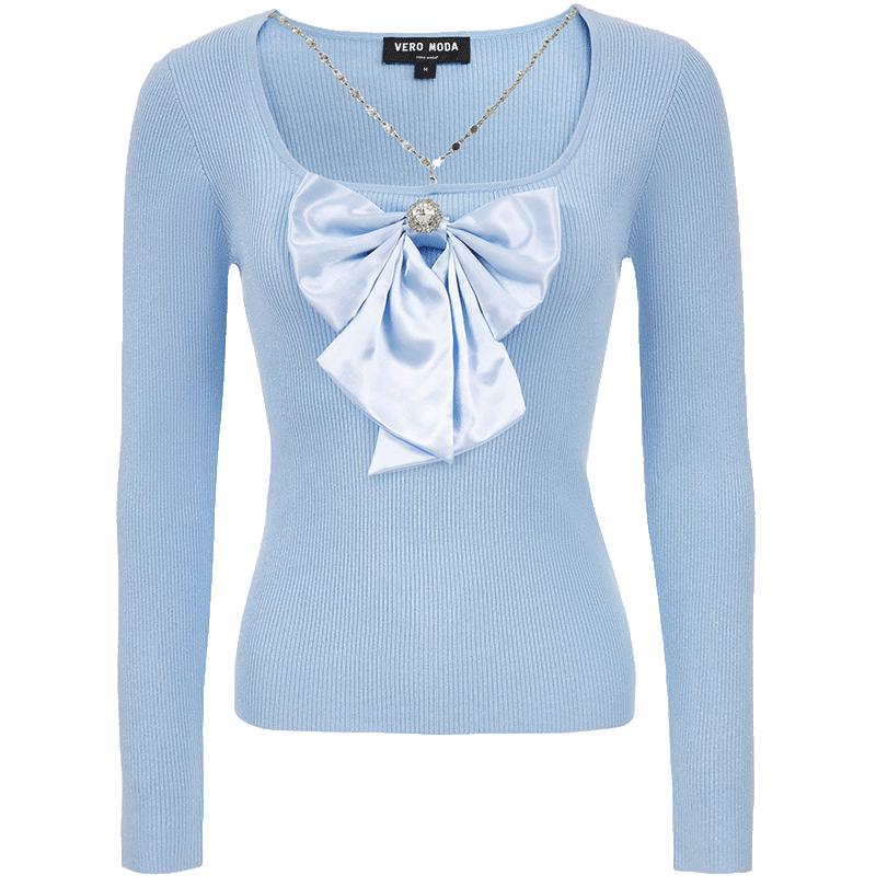 

VEROMODA 2025 Spring Detachable Chain Bow Shimmer Knit Sweater L