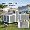 Hühnerstall Holz Hühnerhaus mit abschließbarer Tür Legenest Wasserdichtes PET-Dach für 3-4 Hühner, 145x90x92 cm Grau