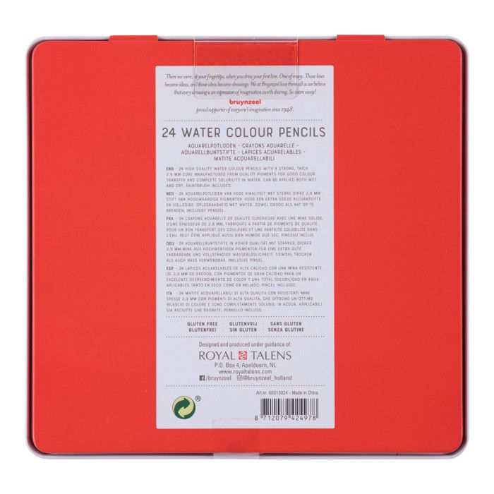 Crayons de couleur aquarelle - BRUYNZEEL - Expression - Étui de 24 - Mine solide - Mixte