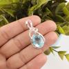 Oval Sky Blue Topaz Gemstone 925 Sterling Silver Jewelry Zircon Pendant 1.22" CZP-13-9