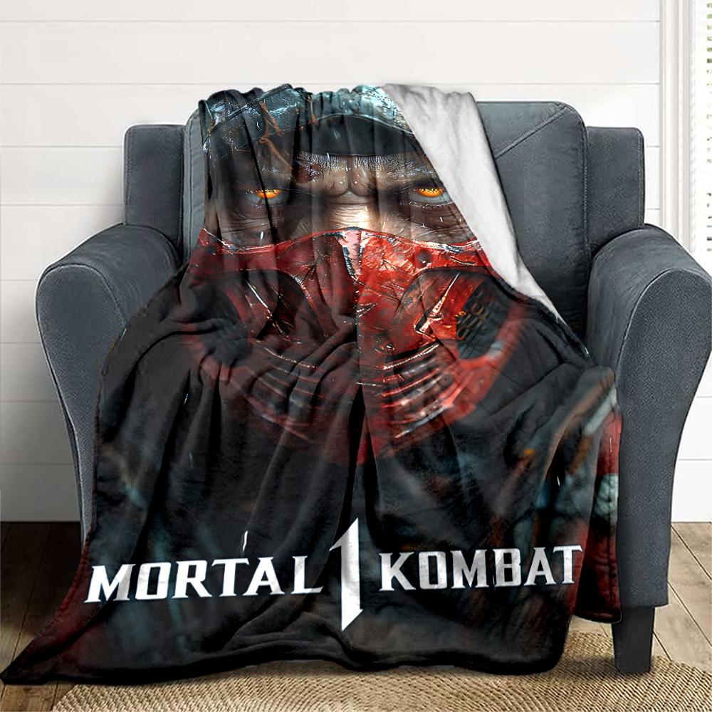 1pc Mortal Kombat Blanket Lightweight Flannel Throw For Sofa, Bed, Travel, Camping, Livingroom, Office, Couch, Chair, And Bed
