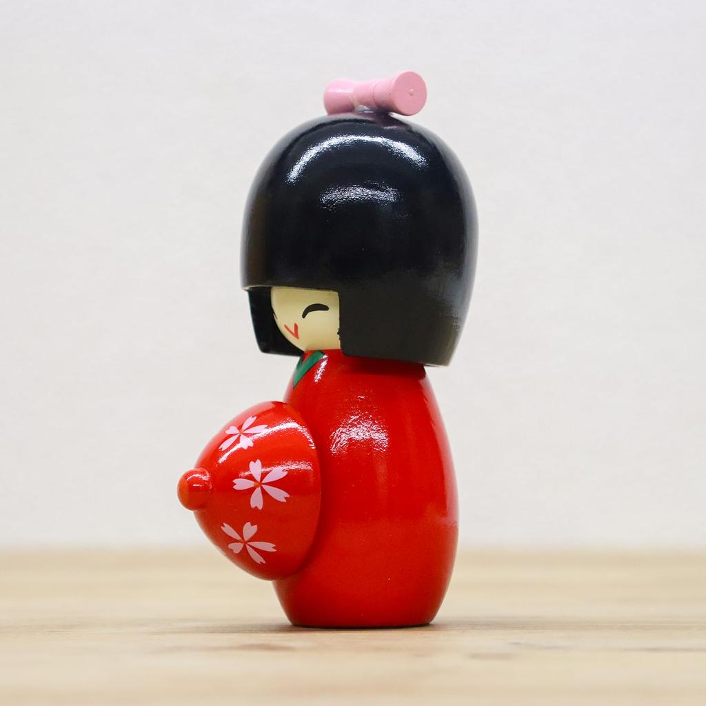 Castle Enterprises Wooden Kokeshi Dolls Set of 12 (Large), 14cm, Red, (Japanese Souvenir, Festival/Event/Children's Party/Street Stall/Fair)