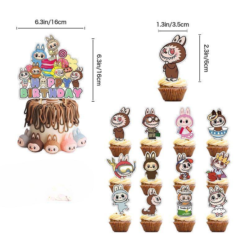 LbbTheme Birthday Party Decoration Set Lbb Birthday Banner Cake Topper Cartoon Balloon