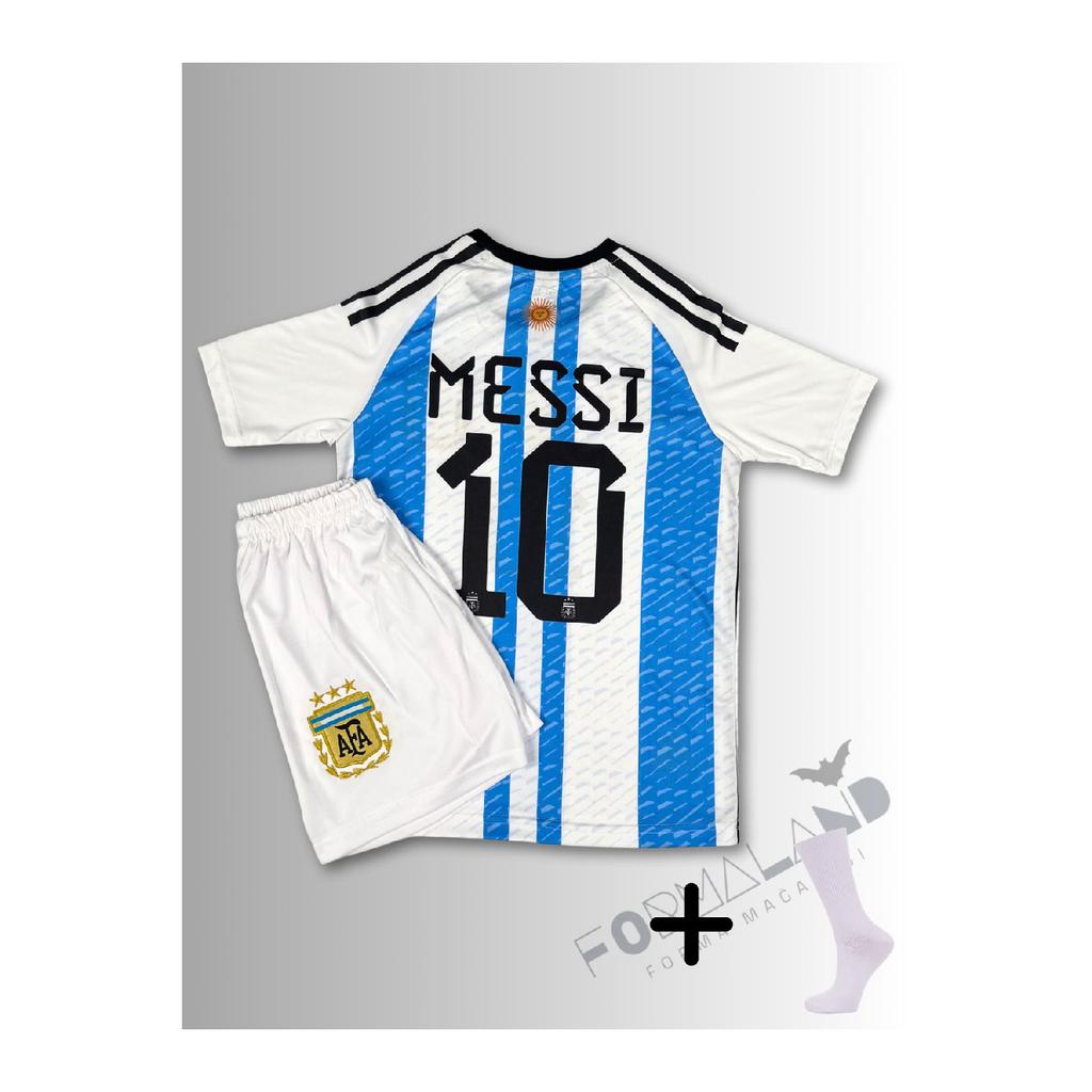 Lionel Messi Argentina National Team Children's Football Jersey (jersey-short-socks) 3-set Set