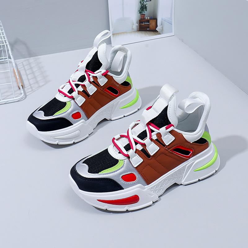 New Color Block Dad Shoes Women Chunky Platform Sneakers Fashion Casual Height Increasing Shoes