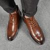 Men Black Ankle Boots Motorcycle Casual Brown Brogues Waterproof Men’s Street Style Boots Wingtip Dress Formal Leather Boots