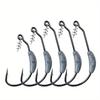 Mixed 5Styles Black Nickeled Crank Hook  Soft Lure Bass Fly Fishing Hook 2g 3g 4g 5g 7g  With Lead And Barb Pike Fishing Swimbait Offset Hooks