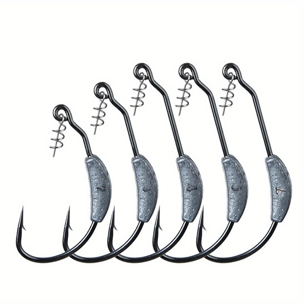 Mixed 5Styles Black Nickeled Crank Hook  Soft Lure Bass Fly Fishing Hook 2g 3g 4g 5g 7g  With Lead And Barb Pike Fishing Swimbait Offset Hooks