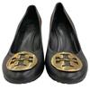 Used 186005 As-is Item Tory Burch Pumps 24cm Black Double T Logo Leather Equivalent To 24.0cm for Women