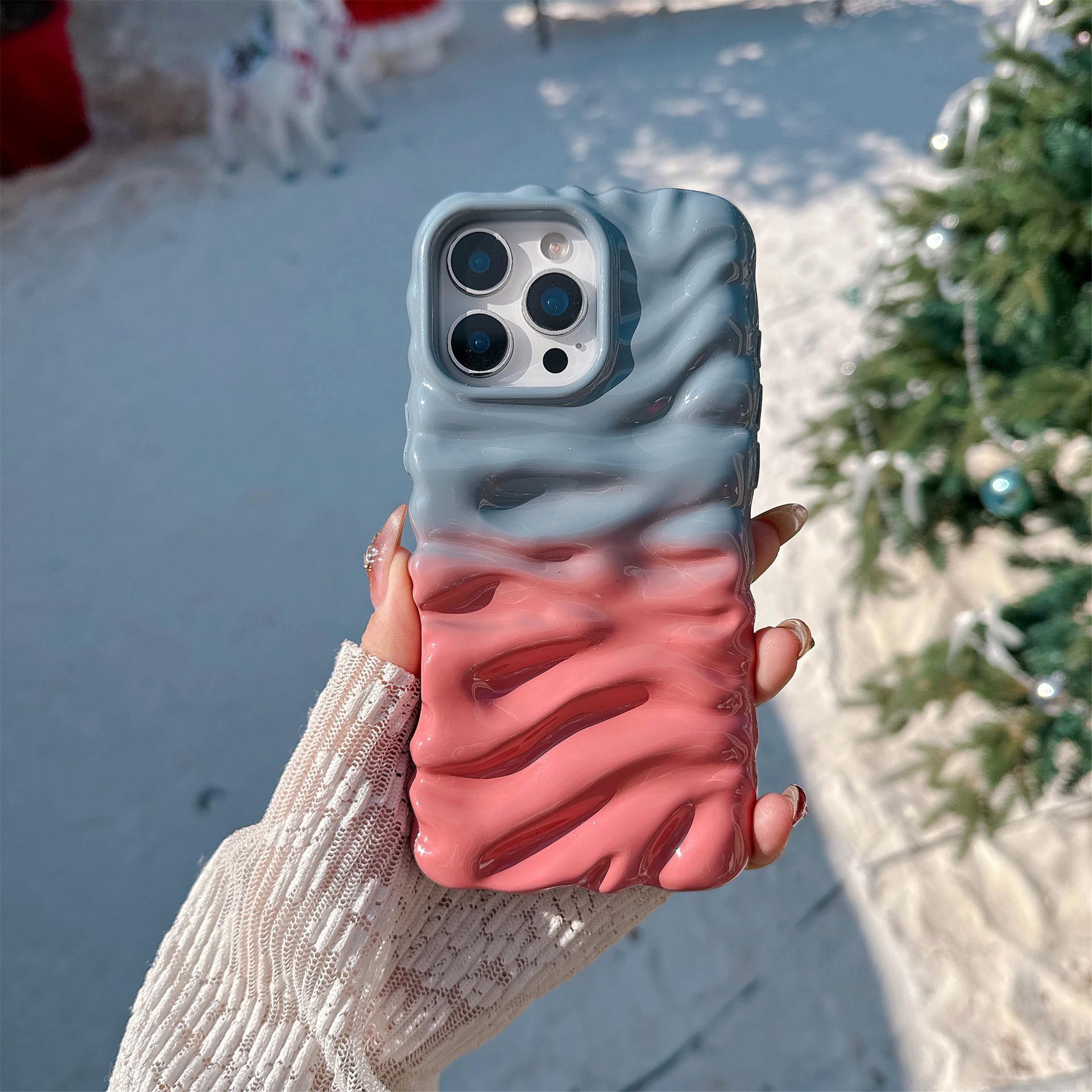 

Creative Colorblock Pink Cream Textured Lanyard Case for iPhone 14/15/16 Pro Max and Apple 17 14