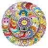 50 Cute Smiley Flower Stickers – Childlike Q Version for Journals, Water Bottles, Cars, and Helmets