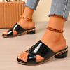 New Style Fashion Women's Gold Low Heels Sandals Women Summer Square Toe Thick Heeled Slippers Woman Plus Size 43 Outdoor Slides