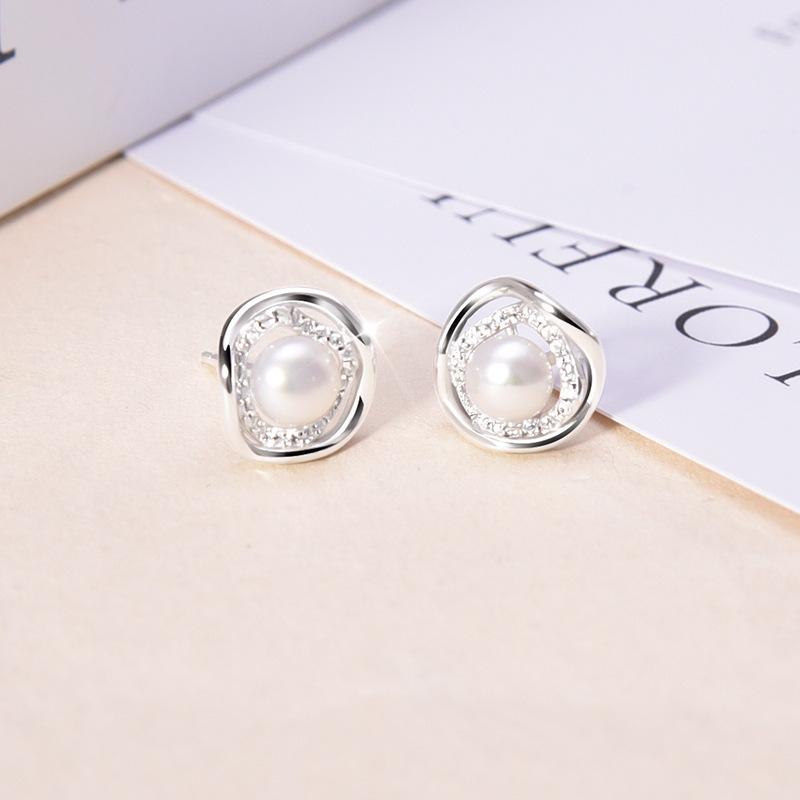 Irregular Pearl Stud Earrings for Women - 925 Sterling Silver Valentine's Day Gift